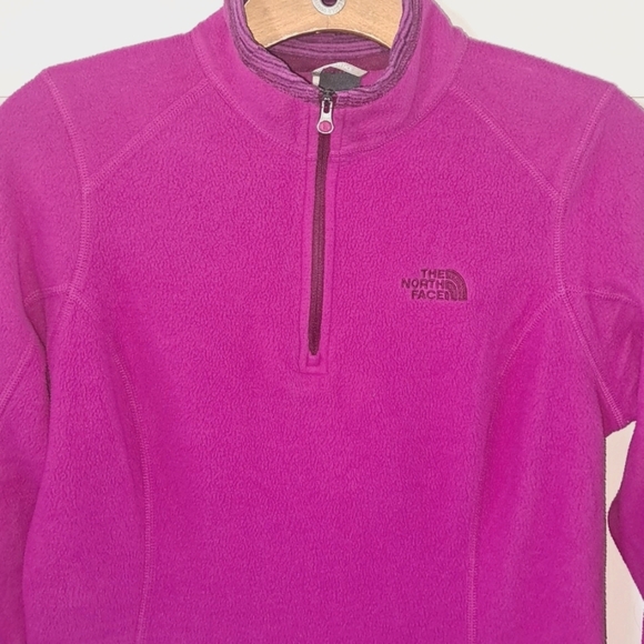 The North Face Hot Pink Fleece Quarter Zip Pullover Jacket Tall Activewear Cozy - Picture 2 of 10